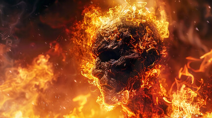Enveloped in Eternal Flames of Despair and Punishment for the Condemned on Isolated Background in Cinematic 3D Render