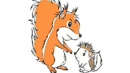 Obraz premium A picture of a squirrel carrying a hedgehog on its back