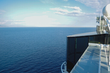 Glass enclosed whirlpool with ocean view onboard modern Italian cruiseship cruise ship ocean liner