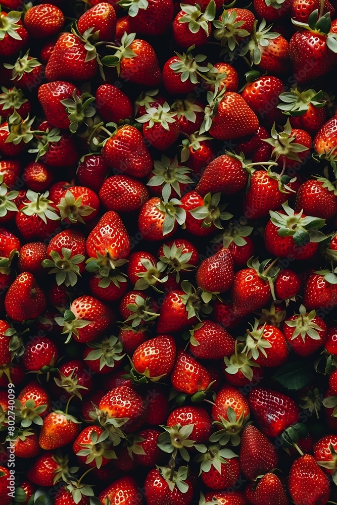 Aufkleber a fields of strawberry, background texture and detail, : generative ai