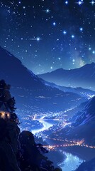 night hillside stars, beautiful environment : Generative AI