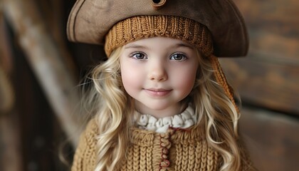 Cute little blonde girl in pirate 