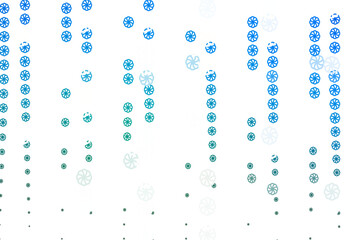Light Blue, Green vector template with ice snowflakes.
