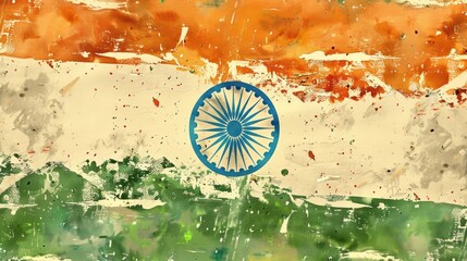 Close up of Indian flag. A vibrant watercolor painting of the Indian flag. Independence day, republic day, defence day, defense day, 15th August, 1947.