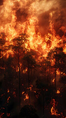 Raging Wildfire Consuming the Forest in Dramatic 3D Cinematic