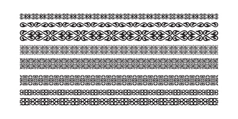 Adobe IllVector set of Kazakh national ornaments. Asian Kazakh floral designs. Details and elements for design and postcards, border, frame Mongols, Kyrgyz, Buryats, Kalmyks, Kazakhs, ustrator Artwork