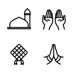 Islamic icons, such as mosque, quran, carpet, ramadan and more.