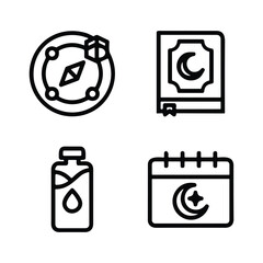 Islamic icons, such as mosque, quran, carpet, ramadan and more.