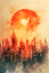 Scorching Heatwave Grips the Futuristic Cityscape,Testing Resilience in Extreme Temperatures