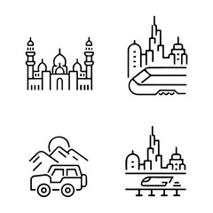 Fototapeta premium Islamic icons, such as mosque, quran, carpet, ramadan and more.