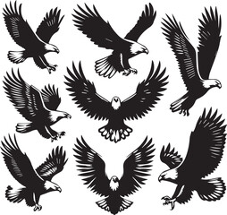 Fototapeta premium Eagle silhouette set. Eagle illustration