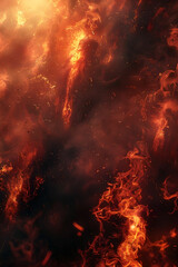 Souls Consumed by the Agony of Their Sins in the Inferno of Perdition - A and Cinematic 3D Render