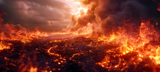 Naklejka premium The Burning Depths of the Underworld's Endless Suffering