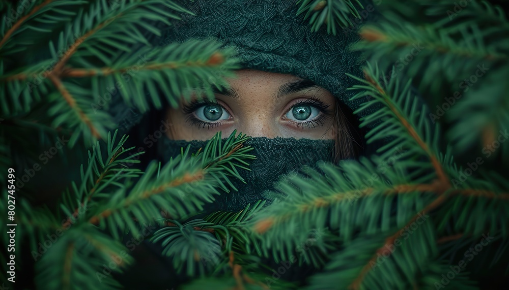 Canvas Prints portrait of a person hidden in tree