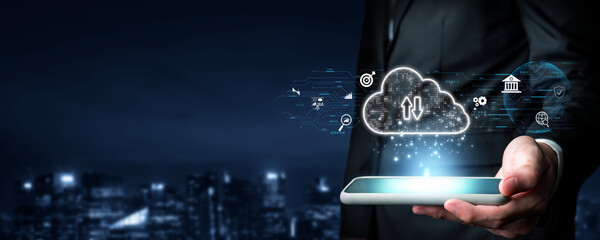 Business person discover the future of cloud computing with latest insights and elevate business by...