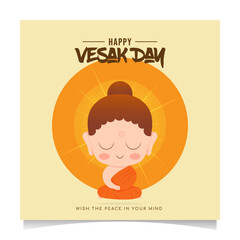 cute buddha post for happy vesak day,Guru purnima, happy buddha purnima, vector illustration, makha bucha festival