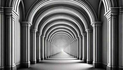Obraz premium A series of arches in a hallway that progressively get smaller, creating the illusion of a much longer tunnel than it actually is.