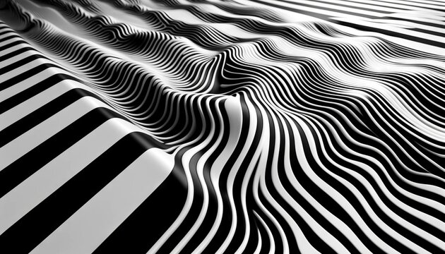A close-up shot of a zebra crossing where the stripes appear to ripple like waves, giving the illusion of movement.