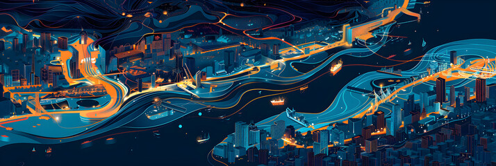 Illuminated City by the Bay: An Aerial Night View