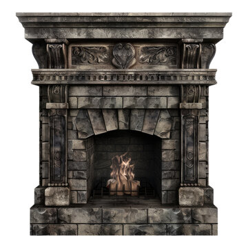 recommend clip art: Vintage fireplace charm isolated on transparent background