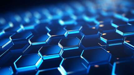 Obraz premium 3D rendering of technological hexagonal honeycomb background, abstract KV main visual business PPT background