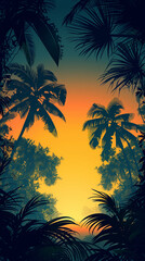 background with palm trees at sunset