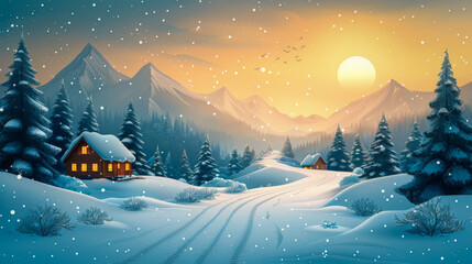 Merry Christmas and warm wishes, winter background
