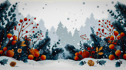 Merry Christmas and warm wishes, winter background