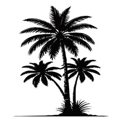 Fototapeta premium Illustration of a palm tree. Black tropical tree on a white background. Generated by Ai