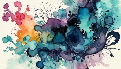 Abstract ink wash background with fluid ink textures and organic shapes.
