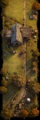 DnD Battlemap farm, cursed, scarecrow, mysterious, creepy, haunted