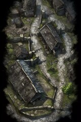 DnD Battlemap abandoned, village, empty, homes, buildings, seo