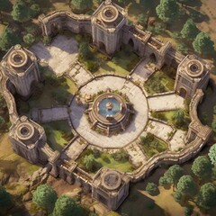 DnD Battlemap medieval, fantasy, ruins, castle, ancient, heroic
