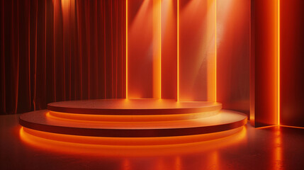 E-commerce golden booth space background, advertising base product display stand concept illustration