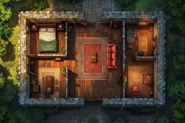 DnD Battlemap castle, room, battle, map, furniture, props