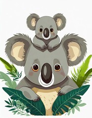 Illustration von Koala-Mutter mit Koala-Baby