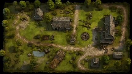 DnD Battlemap Farm of the goblin infestation. - obrazy, fototapety, plakaty