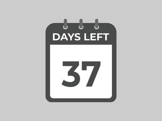 37 days to go countdown template. 37 day Countdown left days banner design. 37 Days left countdown timer
