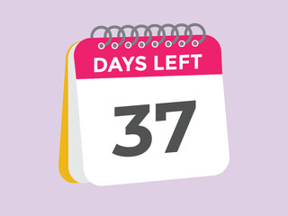37 days to go countdown template. 37 day Countdown left days banner design. 37 Days left countdown timer
