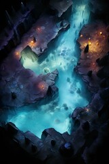 DnD Battlemap Glowing Crystal Cavern - A mystic underground wonderland.