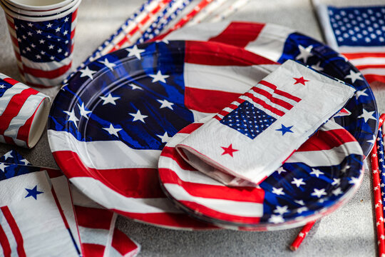 USA Independence day stuff on concrete background