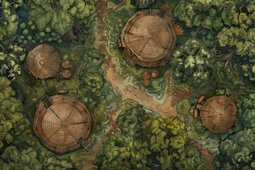 DnD Battlemap Goblin Camp Battlemap: A detailed battlemap depicting a goblin campsite. - obrazy, fototapety, plakaty