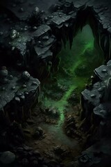 DnD Battlemap Goblin Cave - Dark and Mysterious Underground Lair.