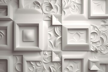 a white square with a white flower design on it