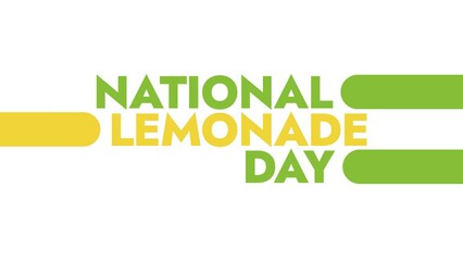 National Lemonade Day colorful motion graphics seamlessly loopable text animation on a white background great for celebrating national lemonade day on 5 may