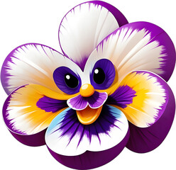 Obraz premium Smiling pansy with brightly contrasting petals. 