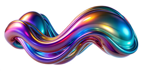 3d chrome Luminous neon fluid form liquid metallic shape,isolated on white background with clipping path .