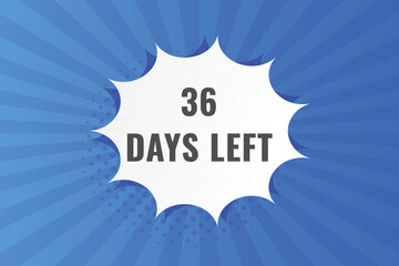 36 days to go countdown template. 36 day Countdown left days banner design. 36 Days left countdown timer
