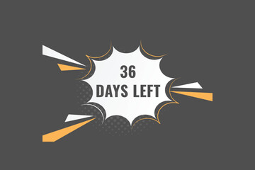 36 days to go countdown template. 36 day Countdown left days banner design. 36 Days left countdown timer
