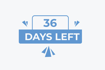 36 days to go countdown template. 36 day Countdown left days banner design. 36 Days left countdown timer
